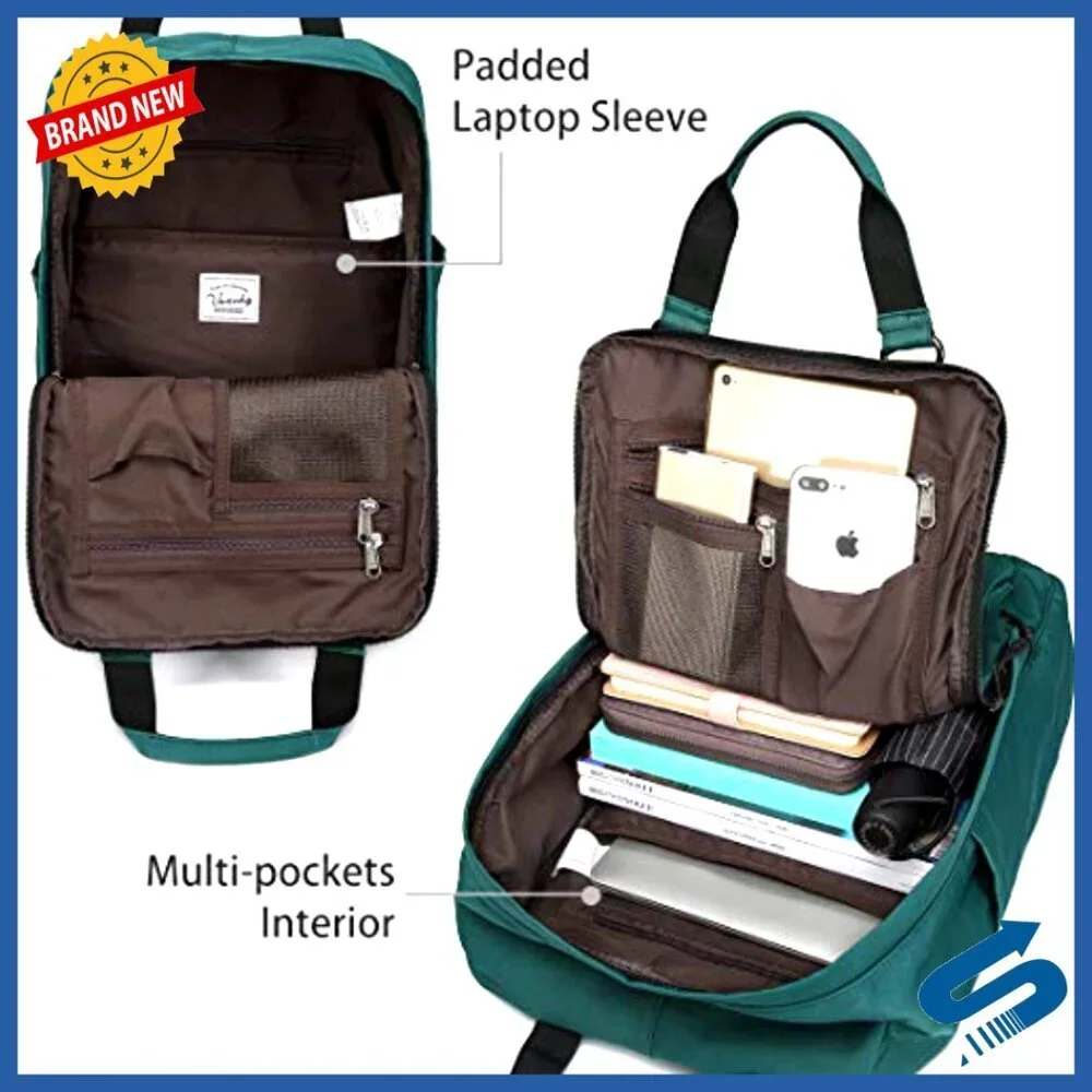 Vintage Water Resistant Daypack Casual Rucksack Unisex College Bookbag - Picture 3 of 6